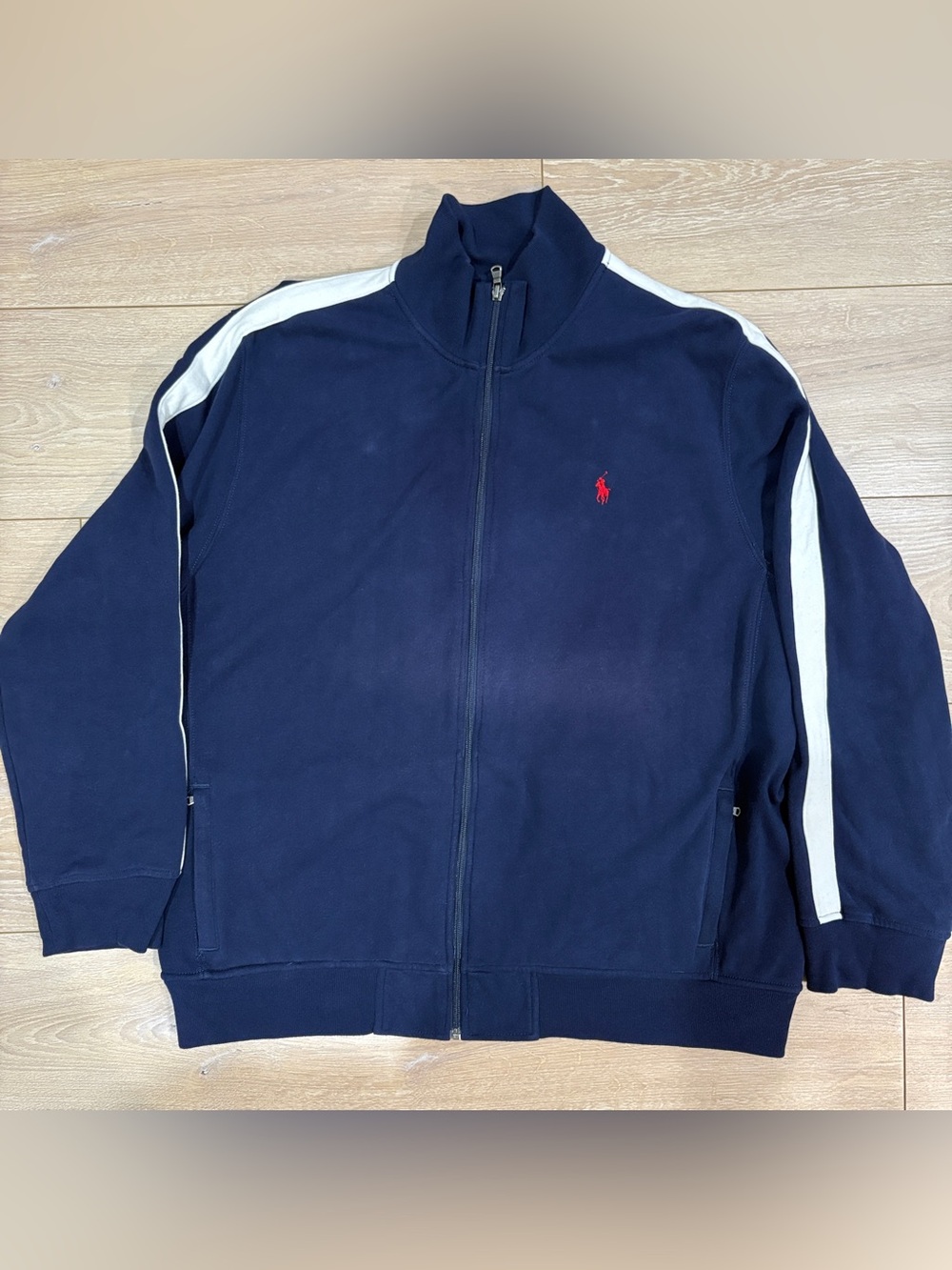Polo Ralph Lauren Navy Track Jacket Red Pony Side Stripe Men’s XXL